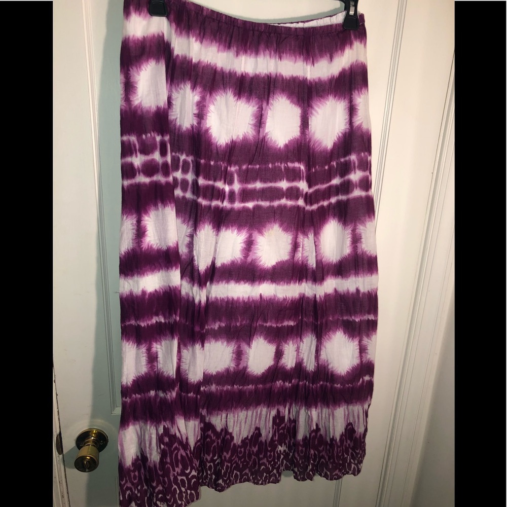 ✨JOHN PAUL RICHARD MAXI LENGTH TIE DYE PURPLE BOHO COTTAGE CORE SUMMER SKIRT